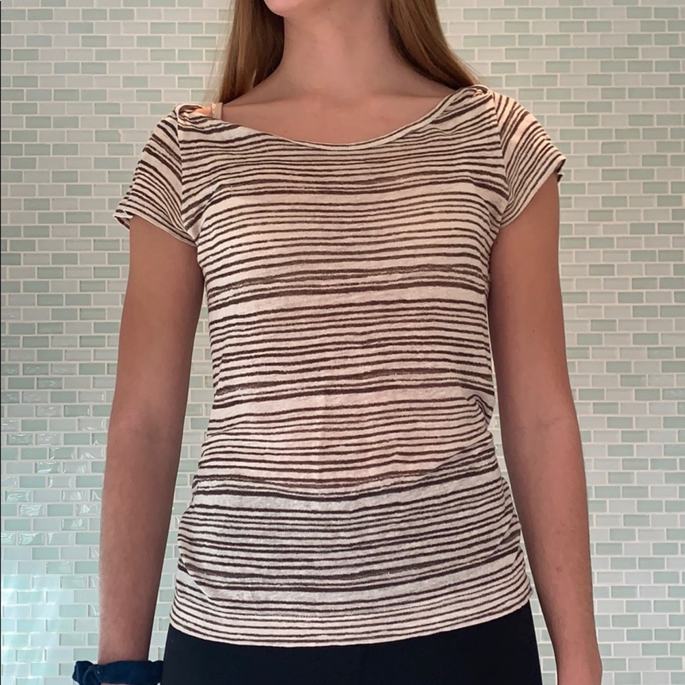 Beautiful Short Sleeve Tee with Brown Stripes